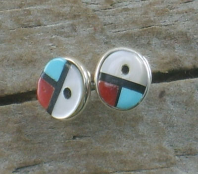 Earrings Native American Turquoise Sun Face 